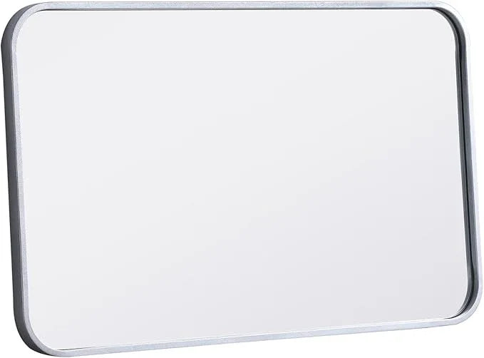 ARS Concepts Aura, Soft Corner Metal Rectangular Mirror 18X30 Inch in, Modern, Silver - ModernBath