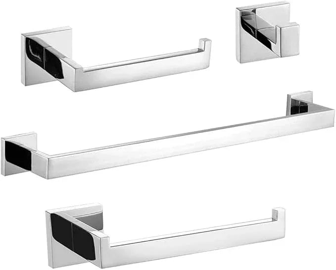 TURS 4 Pieces Bathroom Hardware Accessories Set Polished Towel Bar Set,Wall Mounted,Premium Stainless Steel.Q7CHP4-40CM - ModernBath