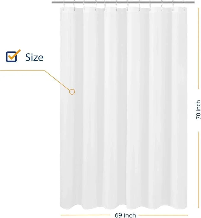 N&Y HOME Fabric Shower Curtain Liner 69 x 70 inches, Hotel Quality, Washable, Water Resistant White Spa Bathroom Curtains with Grommets, 69x70 - ModernBath