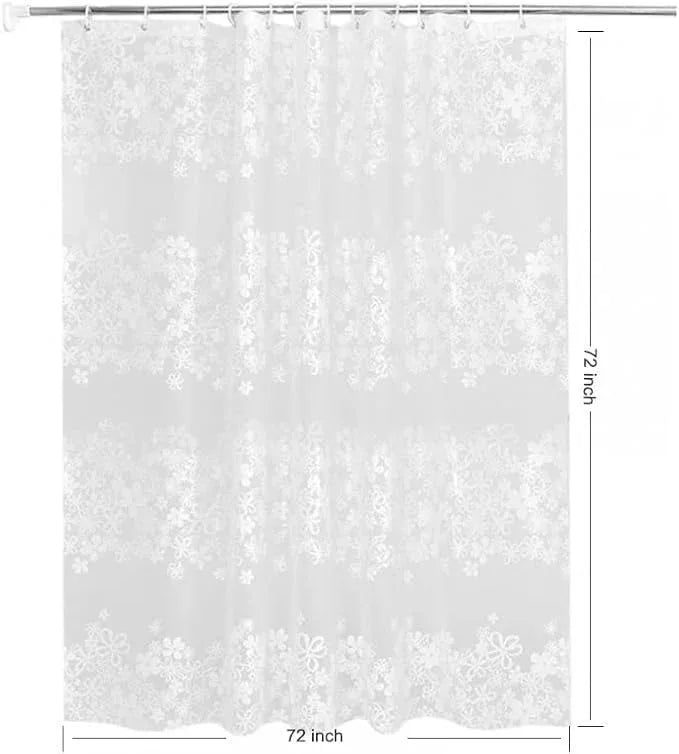 TIKABC Shower Curtain Liner, 4G PEVA Shower Liner, Plastic Waterproof Shower Curtains, with Grommet Holes and 3 Magnetic Weights(White Flower) - ModernBath