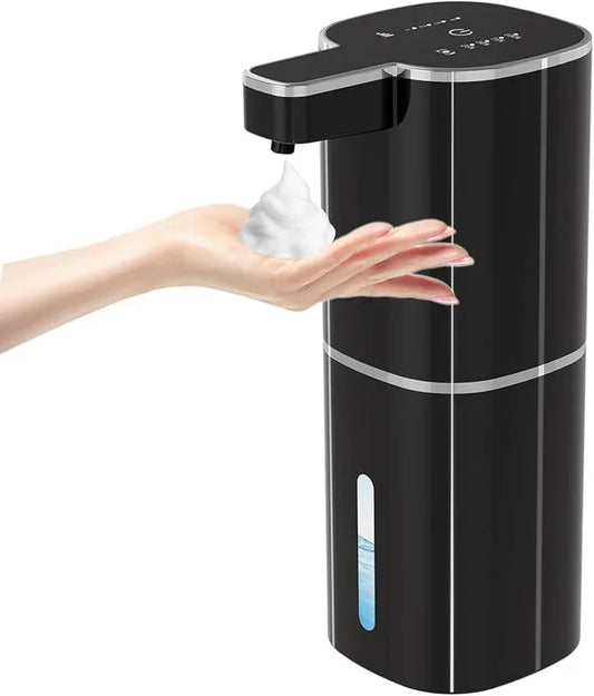 Automatic Foaming Soap Dispenser, Touchless Hand Soap Dispenser, USB Rechargeable, 4 Adjustable Levels, 14.2 oz (420 ml) Large Capacity, for Bathroom, Kitchen & School (Black, Foaming) - ModernBath