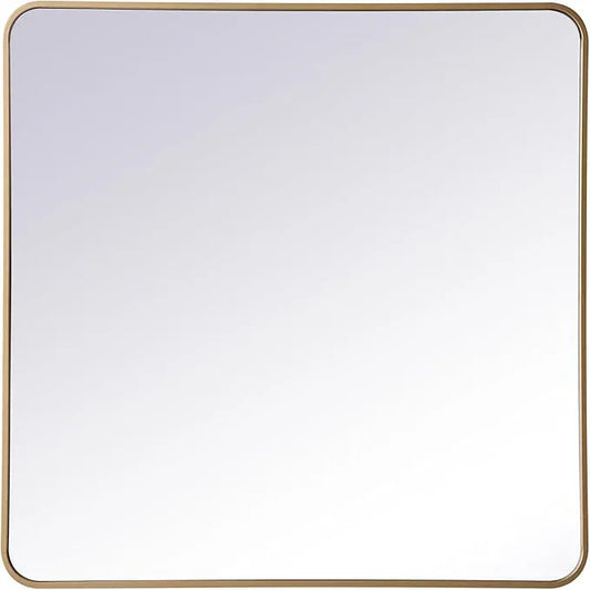 ARS Concepts Aura, Soft Corner Metal Rectangular Mirror 36X36 Inch in, Modern, Brass - ModernBath