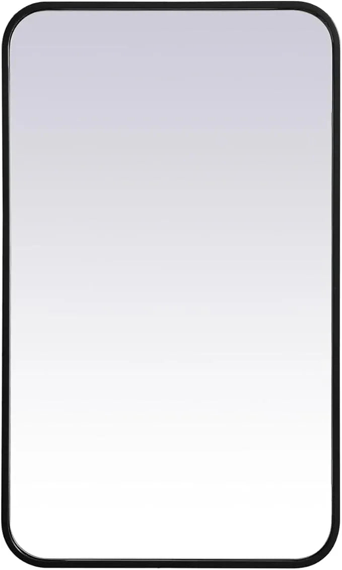 ARS Concepts Aura, Soft Corner Metal Rectangular Mirror 18X30 Inch in, Modern, Black - ModernBath