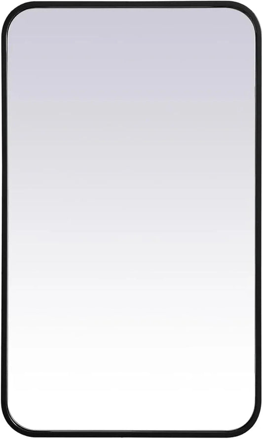 ARS Concepts Aura, Soft Corner Metal Rectangular Mirror 18X30 Inch in, Modern, Black - ModernBath