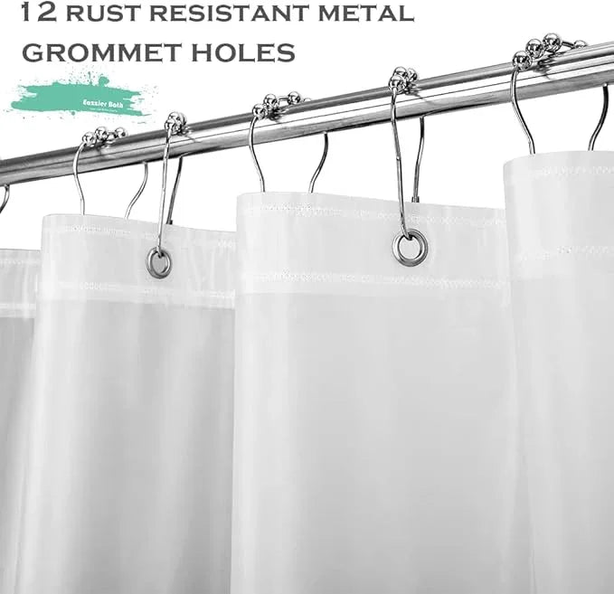 Eazzier Bath Frosted Plastic Shower Curtain Liner, 72x72 Inch Lightweight Translucent Plastic Bathroom Shower Showroom Inner Curtain with Rustproof Metal Grommet Holes and Weighted Magnets - ModernBath