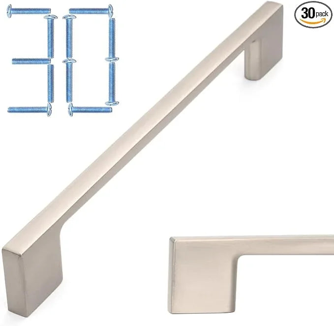 KOOFIZO 30 Pack 6-1/4 Inch Brushed Nickel Kitchen Cabinet Pulls Stain Nickel Cabinet Handles Silver Cabinet Hardware for Kitchen Cabinets Drawer P01 Dresser Cupboard Bedroom Bathroom - ModernBath