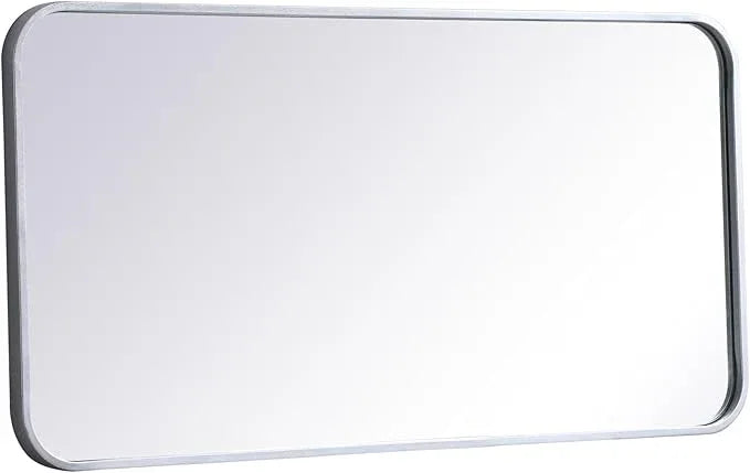 ARS Concepts Aura, Soft Corner Metal Rectangular Mirror 18X36 Inch in, Modern, Silver - ModernBath