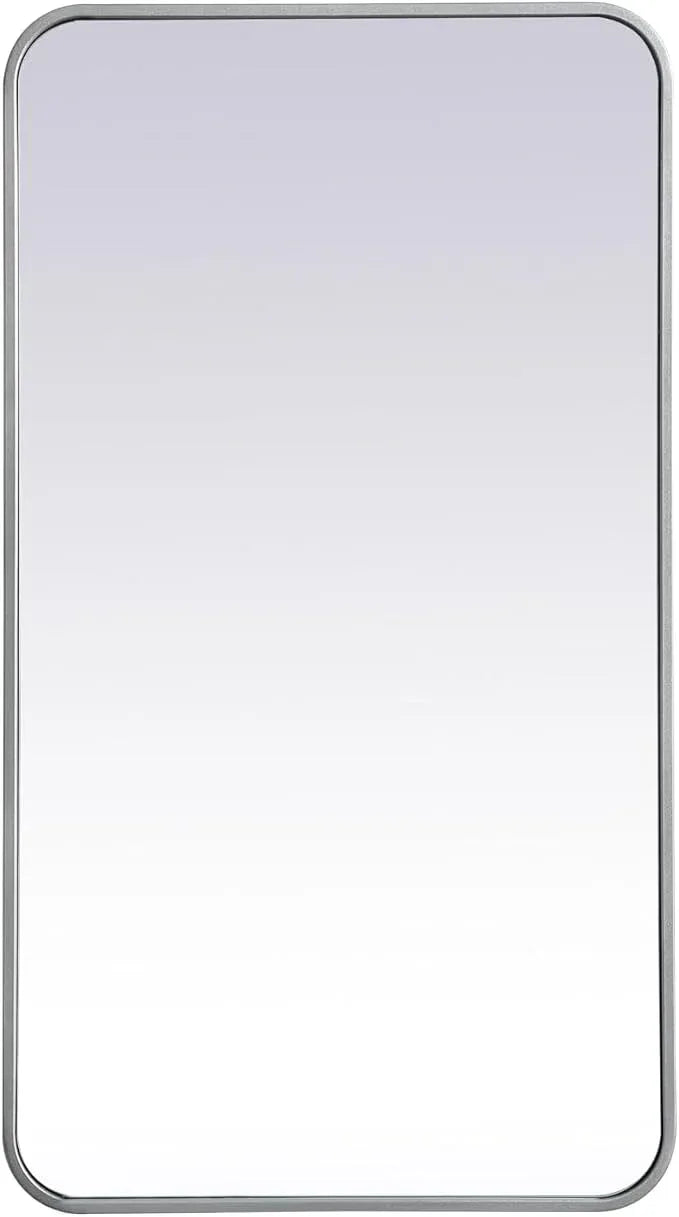 ARS Concepts Aura, Soft Corner Metal Rectangular Mirror 20X36 Inch in, Modern, Silver - ModernBath