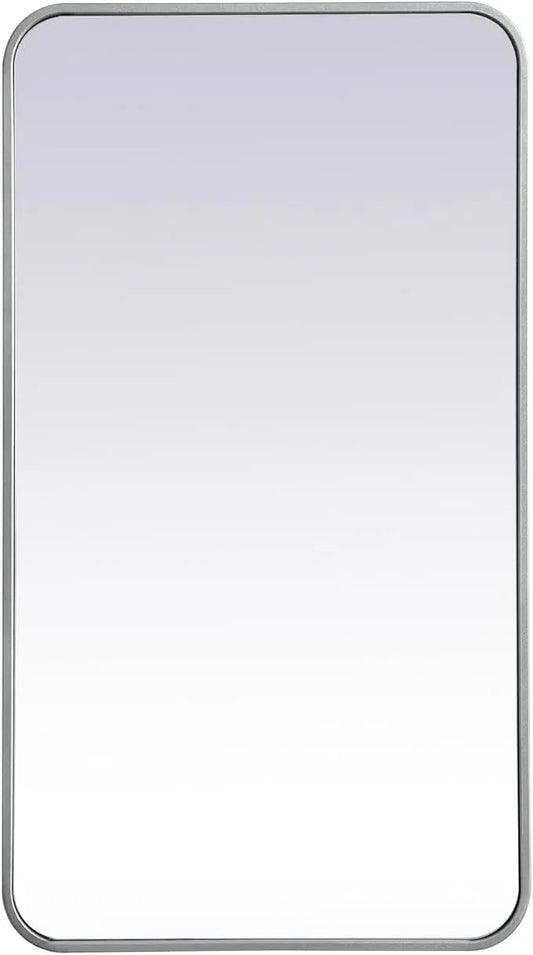 ARS Concepts Aura, Soft Corner Metal Rectangular Mirror 20X36 Inch in, Modern, Silver - ModernBath