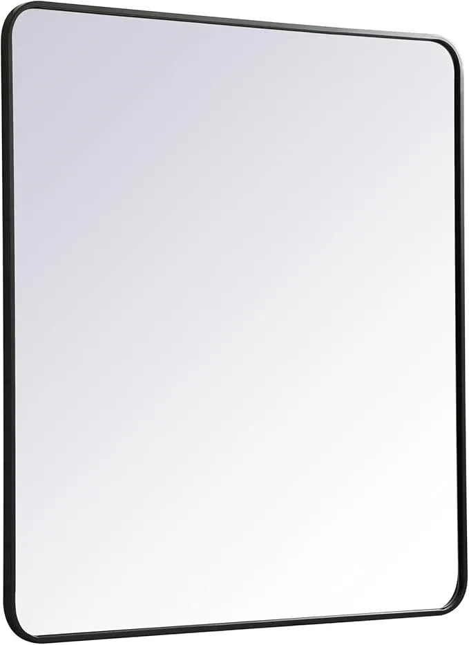 ARS Concepts Aura, Soft Corner Metal Rectangular Mirror 36X40 Inch in, Modern, Black - ModernBath