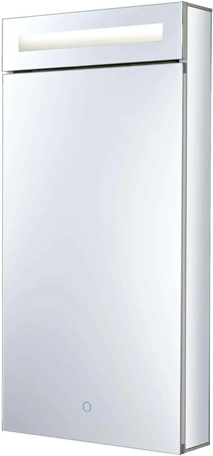 Fine Fixtures Bathroom Medicine Cabinet, Aluminum, Recessed/Surface Mount, Mirrored Interior w/LED (15 x 30 Left) - ModernBath