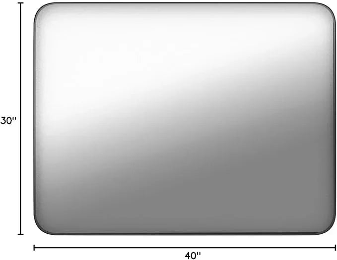 LOAAO 40X30 Inch Black Metal Framed Bathroom Mirror for Wall, Matte Black Bathroom Vanity Mirror Farmhouse, Large Rounded Rectangle Mirror, Anti-Rust, Tempered Glass, Hangs Horizontally or Vertically - ModernBath