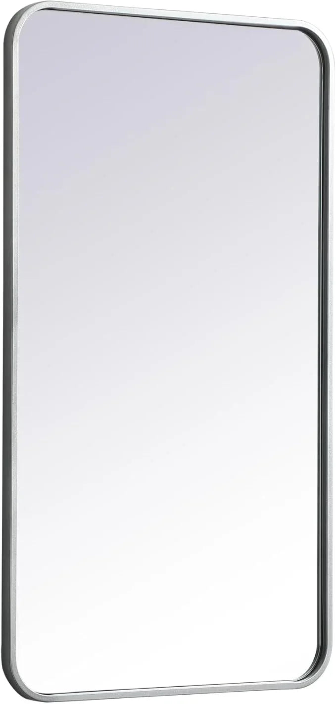 ARS Concepts Aura, Soft Corner Metal Rectangular Mirror 20X36 Inch in, Modern, Silver - ModernBath