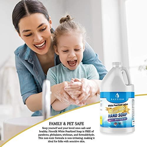 Antibacterial Finesilk White Pearlized Lotion Liquid Hand Soap: Bulk Refill Jug. PH Balanced Ultra-Strength. Made In USA (Finesilk, Gallon) - ModernBath