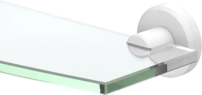 Gatco 5486 Locke Glass Shelf, Matte White/Wall Mounted 20.13" X 5.38" Tempered/Floating Rectangle Glass Shelf for Bathroom - ModernBath