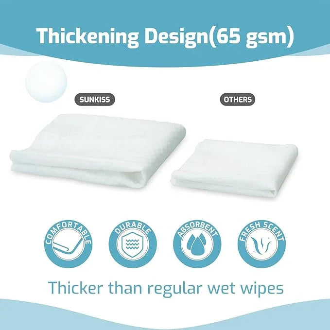 SUNKISS Trustplus Wet Wipes for Adult No Rinse, Extra Large 8”x12” Body Cleaning Washcloths for Elderly Incontinence & Cleansing, Fresh Scented, 200 Count (4 Packs of 50) - ModernBath