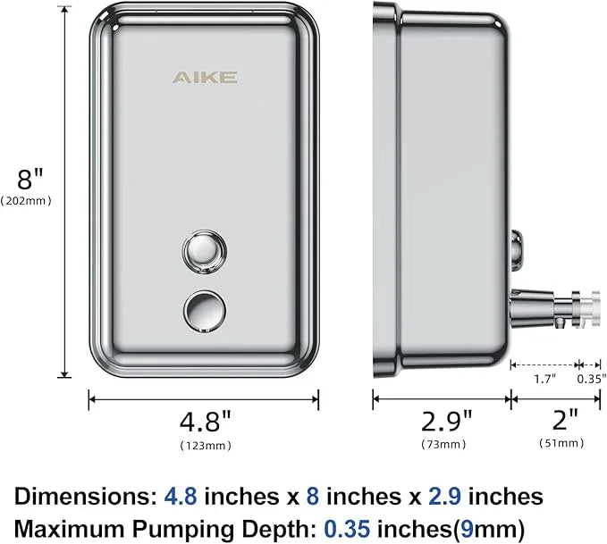 AIKE 37oz Surface Mount Stainless Steel Soap Dispenser for Commercial,Polished Stianless Steel Finish Model AK1003 - ModernBath