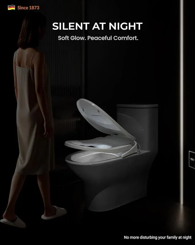 Bravat Electronic Bidet Toilet Seat – Heated Seat, Instant Warm Water, Stainless Steel Nozzle, Hygienic Rinse, Warm Air Dryer, Night Light, Easy Install – Elongated, White - ModernBath