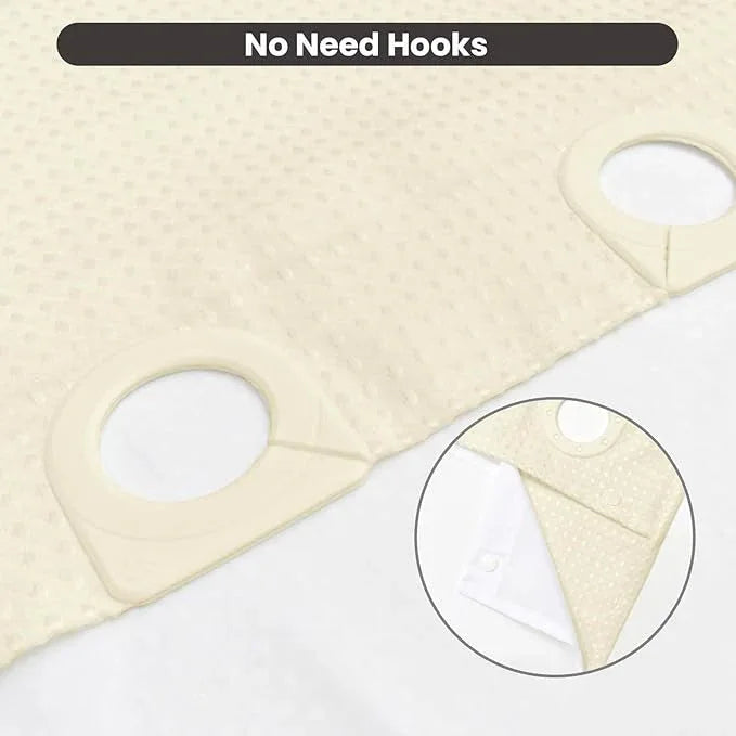 Inhousolu No Hook Waffle Weave Shower Curtain with Removable Snap in Fabric Liner Set for Bathroom, 230 GSM Heavy Duty Weighted Hem, Water Repellent Washable Bath Curtains, 72 x 72 Inch, Ivory - ModernBath