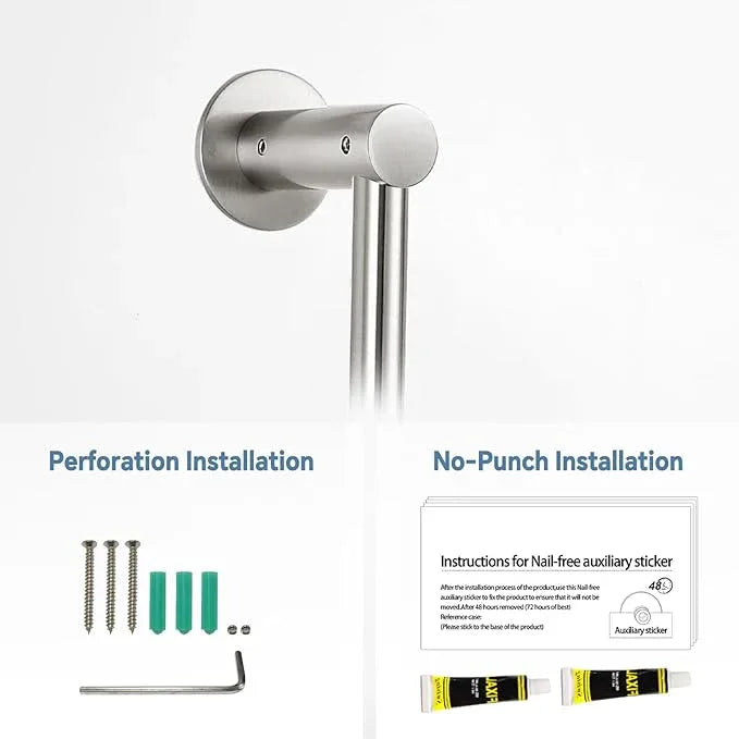Shower Slide Bar Adjustable Handheld Shower Head Holder Wall Mount - 15inch All-Metal Shower Head Slide Bar Compatible with Bathroom Drill Free Glue Installation - Brushed - ModernBath