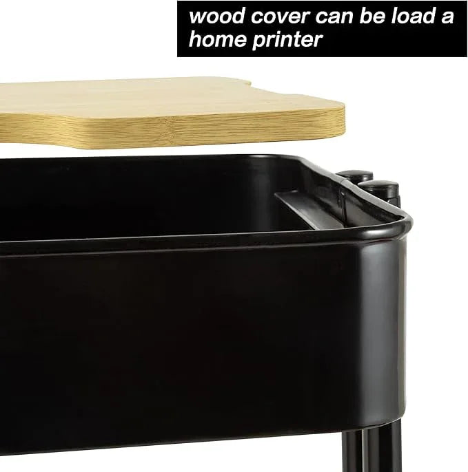 2 Tier Utility Cart，Metal Rolling Cart with Wheels and Cover for Office Home Kitchen Organization (Black-1, 2 Tier) - ModernBath