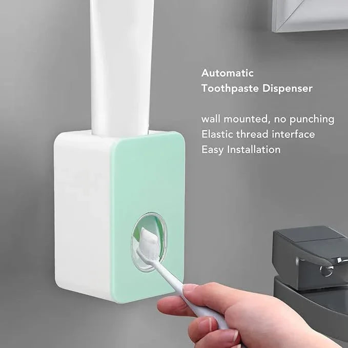 Automatic Toothpaste Dispenser Wall Mount Bathroom Accessories ABS with Super Glutinous Suction Pad for Kids Family(Green) - ModernBath