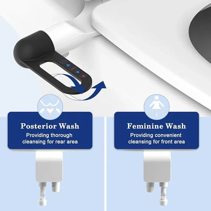 Bidet Toilet Seat Attachment Ultra Slim Bidet With Self Cleaning Dual Nozzle Adjustable Water Non Electric Bidet Fresh Water Spray for Sanitary and Feminine Wash (Black) - ModernBath