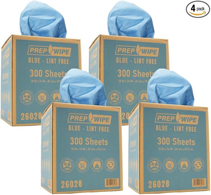 Prep Wipe Premium Lint-Free Wipes (4 Boxes / 1200 Sheets) | Polypropylene Heavy Duty Shop Cloths | Solvent & Oil Absorbent Towels | 10" x 14" - ModernBath