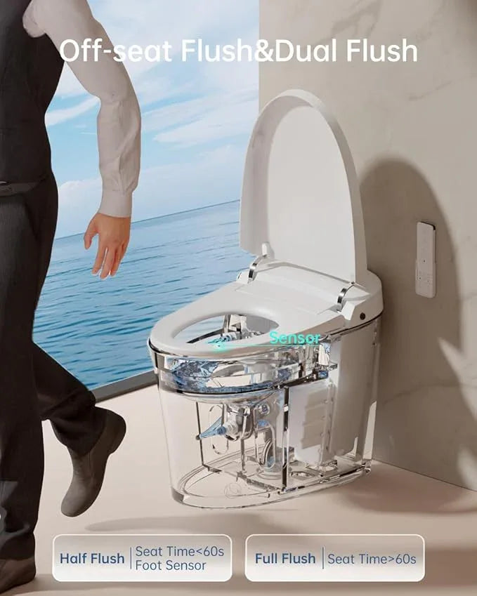 EPLO Smart Toilet Bidet with Tank,Foam Shield,Blackout Flush,Dual Auto Flush,Heated Seat,Air Dryer,Modern Elongated Japanese One Piece Bidet for Bathrooms E18 - ModernBath