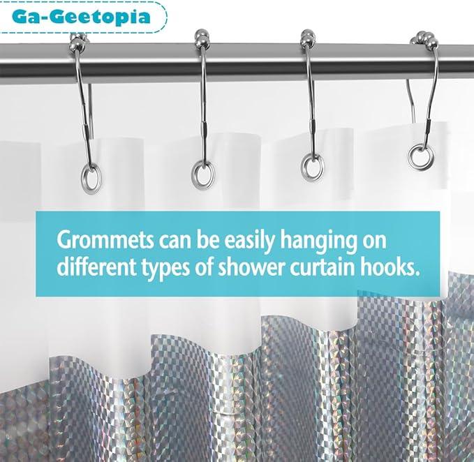 Ga-Geetopia Holographic 3D EVA Shower Curtain Liner Ice Cube, 72x72 Medium Weight Clear Plastic Bathroom Shower Curtain with Rustproof Metal Grommets for Shower Stall, Bathtubs - ModernBath