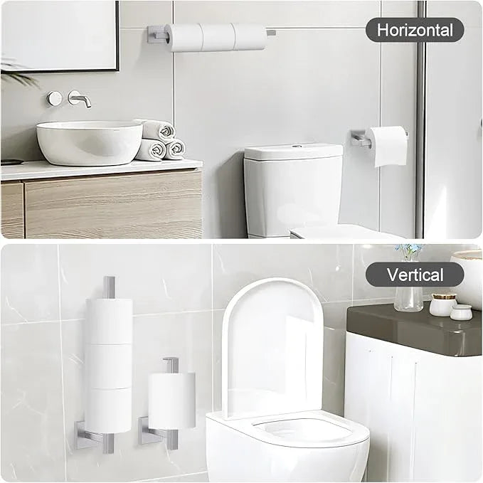TQKAG 7-Pieces Brushed Nickel Bathroom Hardware Accessories Set 23.6" SUS304 Stainless Steel Towel Bar Set Toilet Paper Spare Rolls Storage Holder Wall Mounted - ModernBath