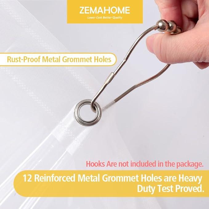 ZEMAHOME Extra Long Clear Plastic Shower Curtain Liner - Lightweight 72" x 92" Transparent Bathroom Shower Showroom Curtain Liner with Rustproof Metal Gromments and Weighted Magnet - ModernBath