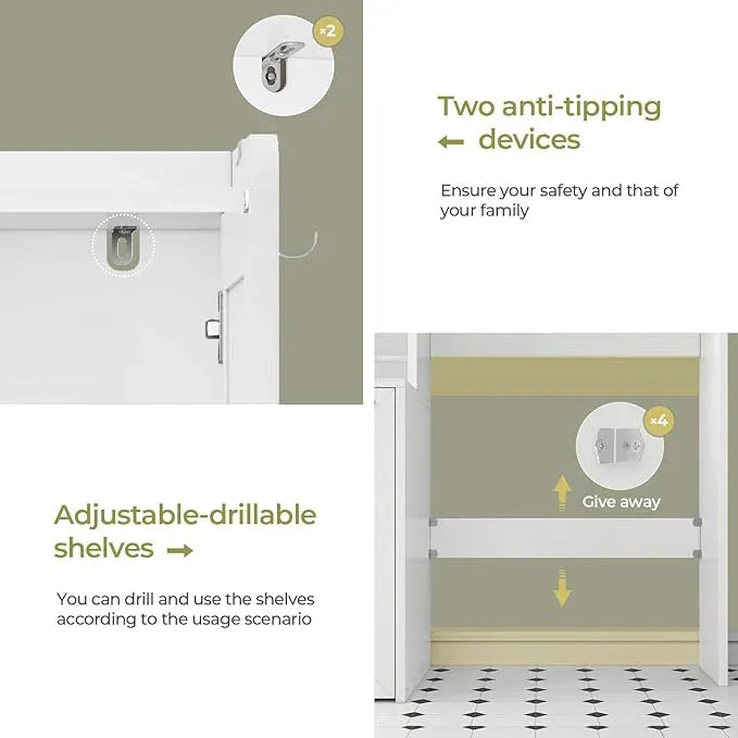 Over The Toilet Storage Cabinet with Pulley Small Bathroom Storage Cabinet, Space Saver W/Adjustable Shelf & Open Shelf for Bathroom, Restroom, Laundry (White-Type A) - ModernBath