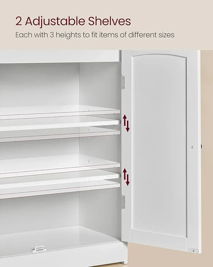 VASAGLE 39.4-Inch Tall Storage Cabinet, Floor Cabinet with 2 Doors, 2 Adjustable Shelves, Freestanding, for Bathroom, Kitchen, Living Room, Cloud White UBBC770W01 - ModernBath