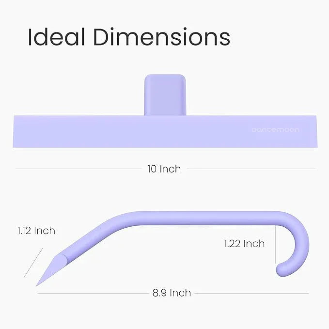 dancemoon JustHang Shower Squeegee for Glass Doors, All-one-Piece Silicone with Built-in Hook Design for Easy Hanging and Cleaning, 10 Inch Purple - ModernBath