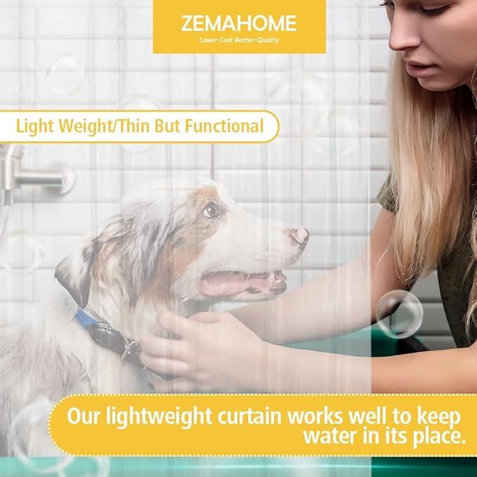 ZEMAHOME Narrow Size Clear Plastic Shower Curtain Liner, 48x72 Inch Thin Lightweight Transparent Plastic Bathroom Shower Showroom Inner Curtain with Rustproof Metal Grommet Holes and Weighted Magnets - ModernBath
