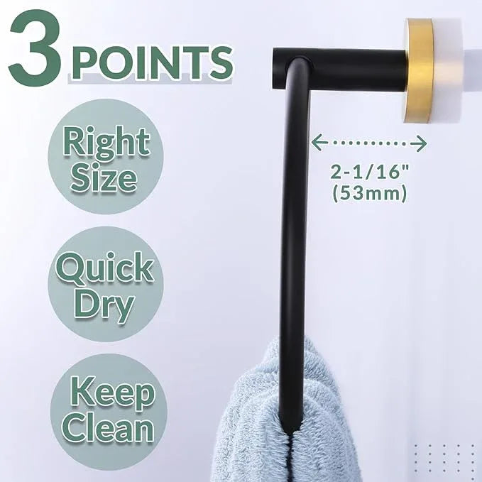 APLusee Black Gold Towel Ring for Bathroom Wall, Stainless Steel Hand Towel Holder, Wall Mounted - ModernBath
