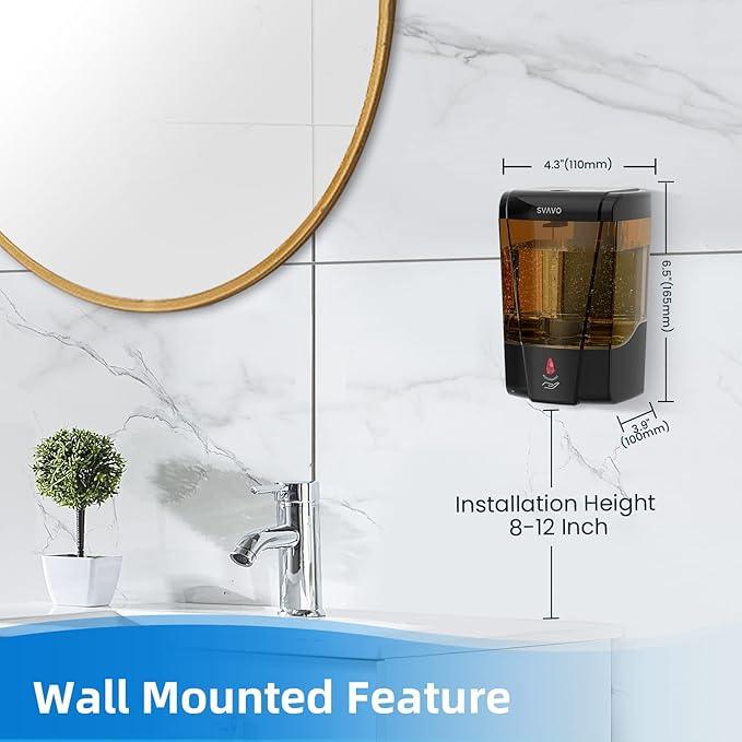 SVAVO Automatic Soap Dispenser Hand Soap Dispenser Wall Mount 600m/21fl.oz, Touchless Electric Sensor Pump Battery Operated for Offices Home Kitchen Bathroom Hotel Restaurant Commercial - ModernBath