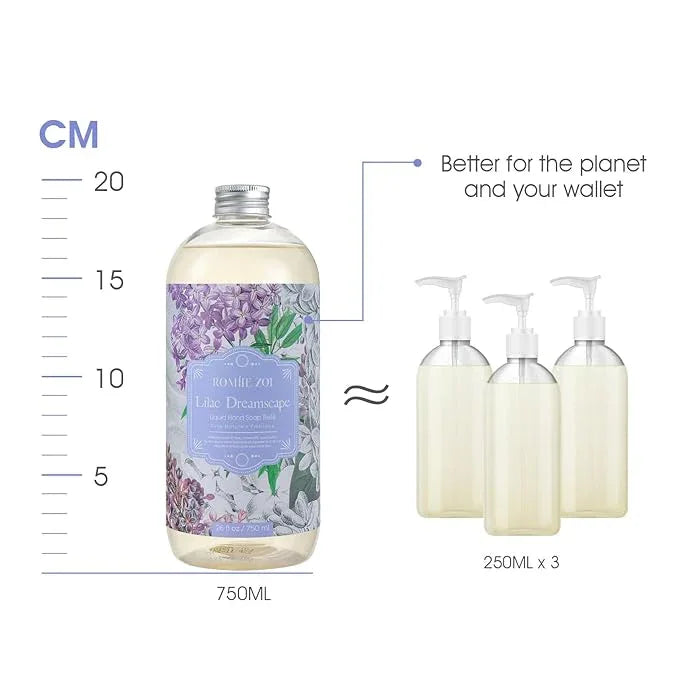 ROMIIE ZOI Liquid Hand Soap Refill Gift Set – 3 Pack (26 Fl Oz Each), Lilac Scent, Moisturizing & Biodegradable, Gentle Formula with Essential Oils for Kitchen, Bathroom - ModernBath