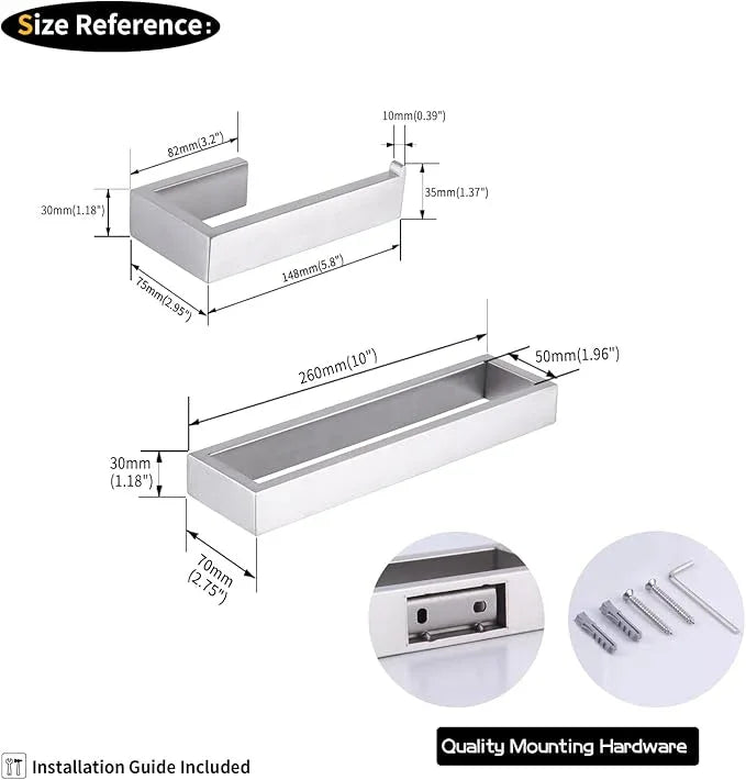 GERZWY Contemporary Stainless Steel Wall Mounted 2-Piece Bathroom Hardware Set - Towel Rings Toilet Paper Holder, Brushed Finish HG1708-2LS - ModernBath