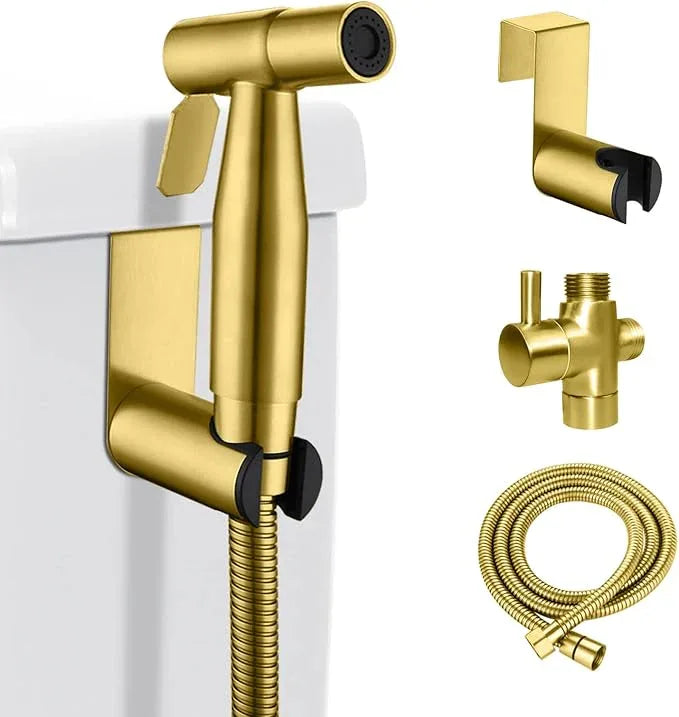 LOSCHEN Bidet Sprayer kit for Toilet,Hand Held Sprayer Shattaf Toilet Attachment Stainless Steel for Pet Bath/Personal Hygiene/Bathroom,Easy to Install with T-Adapter（Gold） - ModernBath