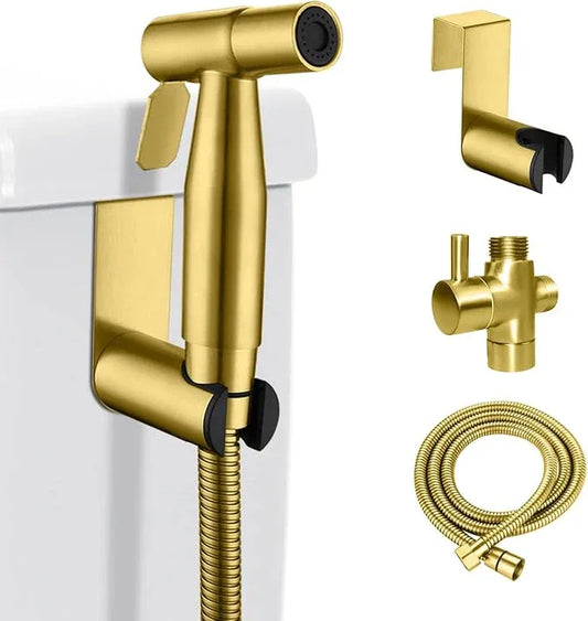 LOSCHEN Bidet Sprayer kit for Toilet,Hand Held Sprayer Shattaf Toilet Attachment Stainless Steel for Pet Bath/Personal Hygiene/Bathroom,Easy to Install with T-Adapter（Gold） - ModernBath