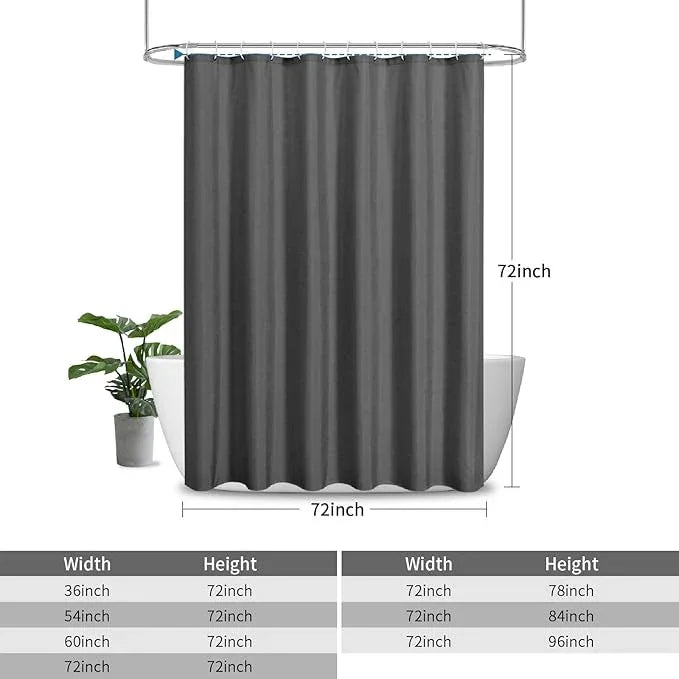 THAIGEE 2-in-1 Waterproof Fabric Shower Curtain or Liner,Linen Textured,Breathable TPU & Washable Bathroom Shower Curtain Set with 12 Plastic Hooks,Modern,72"x72" Charcoalgrey - ModernBath