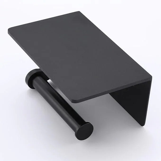Toilet Paper Holder with Cell PhoneShelf - Toilet Tissue Holder with Wipes Storage, Wall Mounted by Adhesive Tape or Screw - Matte Black - ModernBath