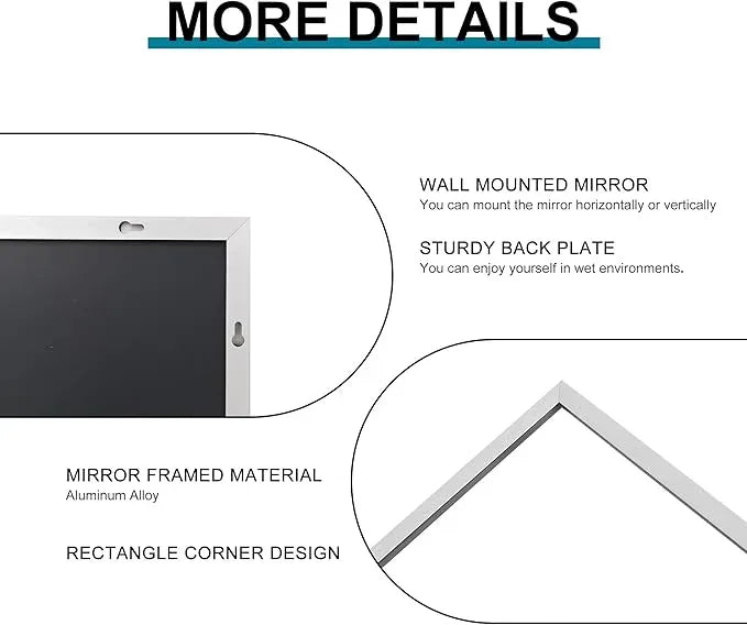 DESBING 30" x 30"Bathroom Mirror, Silver Rectangle Corner Wall Mirror with Metal Frame, Decorative Rectangular Vanity Mirror for Bedroom Bathroom Living Room Entryway (Horizontal/Vertical) - ModernBath