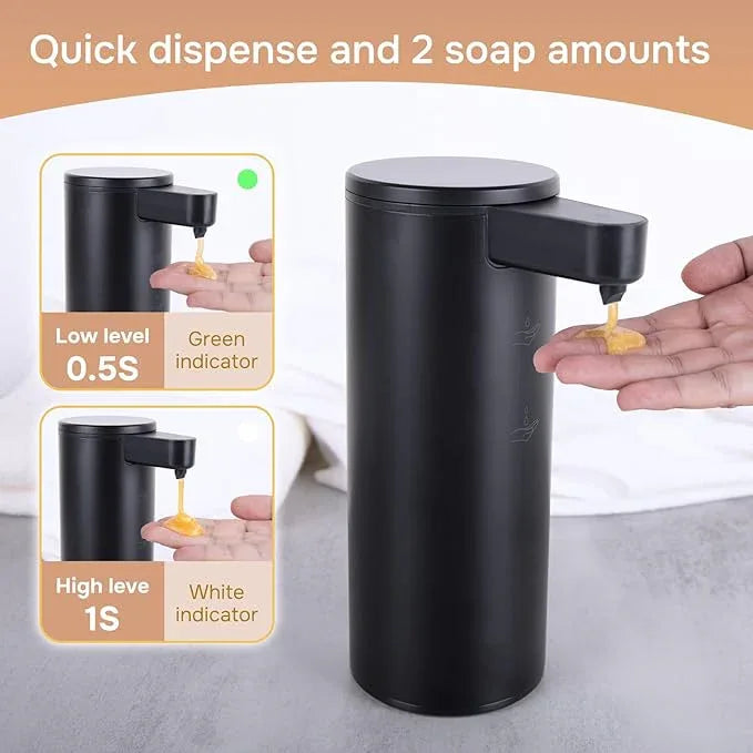 Automatic Soap Dispenser Stainless Steel with Sensor Infrared Soap Dispenser Electric IPX5 Waterproof USB-C Charging Motion Sensor for Kitchen & Bathroom Black, 9oz - ModernBath