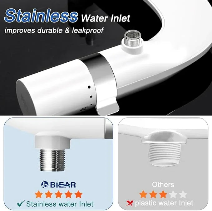 Bidet Attachment For Toilet, Ultra-Slim Dual Nozzle Bidet Toilet Seat, Non-Electric Bidets for Toilets, Adjustable Water Pressure, Feminine/Rear Wash for Women Men (Silver) - ModernBath