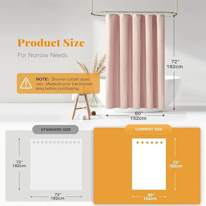BTTN Fabric Shower Curtain, Linen Textured Heavy Duty Polyester Cloth Shower Curtain Set with Plastic Hooks, Blush, 60x72 - ModernBath