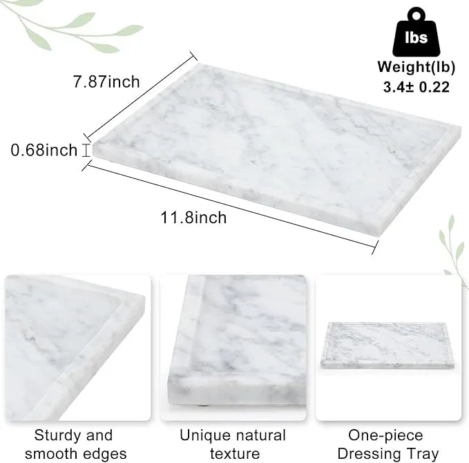 Real Luxurious Natural Marble Tray - 12x8 Inch Marble Vanity Tray for Perfume Display, Jewelry Organizer, Bathroom & Home Decor -Heavy Duty Non-Slip Stone Tray (Non-Resin/Non-Ceramic) - ModernBath