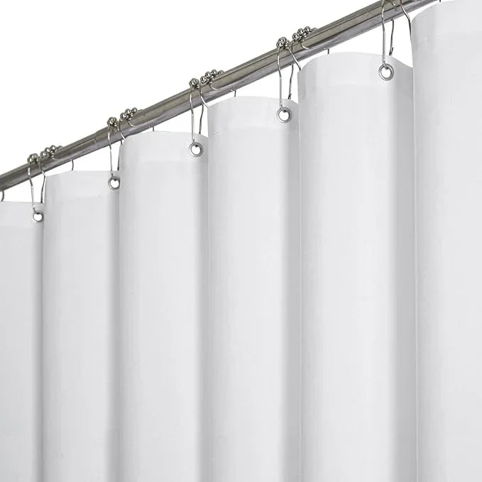 BTTN Extra Long Fabric Shower Curtain - 72x90 Inch Linen Textured Heavy Duty Cloth Shower Curtain Set with Plastic Hooks, Modern Hotel Luxury Waterproof Polyester Shower Curtains for Bathroom, White - ModernBath